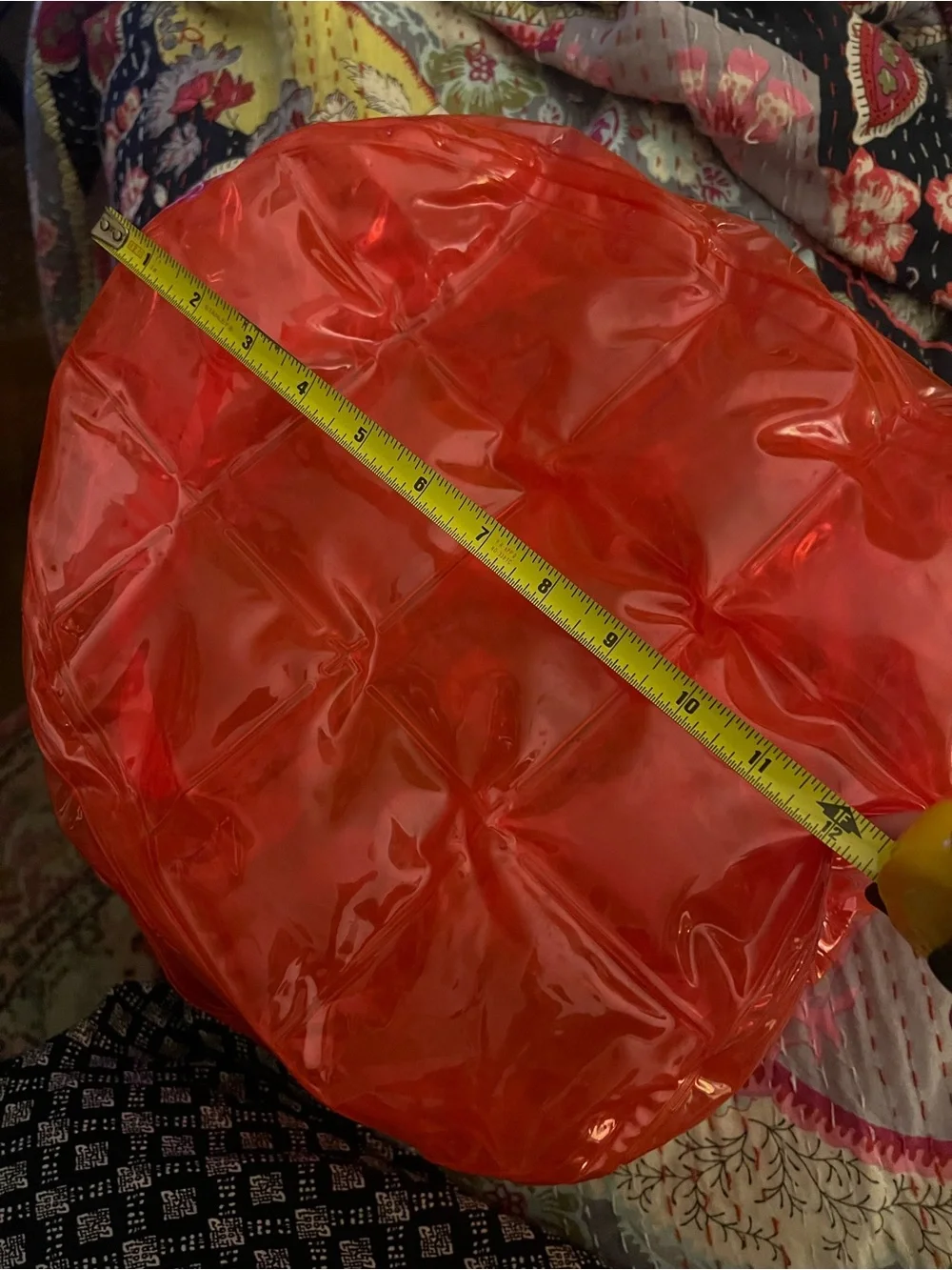 1990s Inflatable Bubble Backpack Neon Red PVC Y2K Blow-Up Rave Bag Festival
